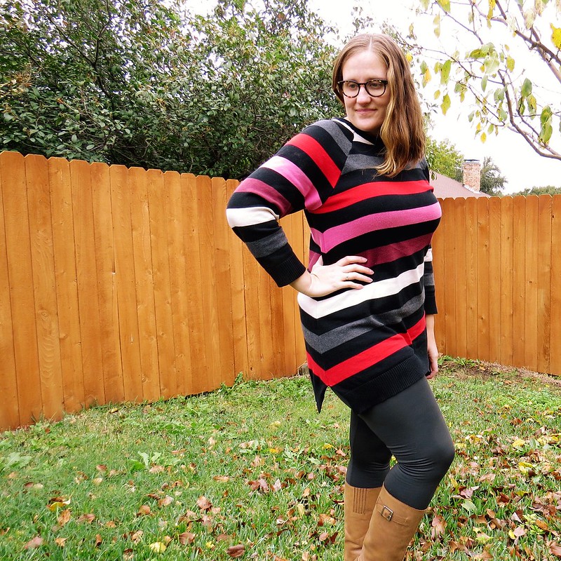 Asymmetric Striped Sweater - After