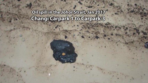 Oil spill in the Johor Strait (4 Jan 2017) from Changi Carpark 1 to Carpark 3
