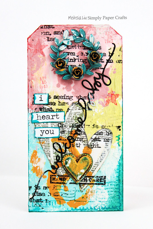 Meihsia Liu Simply Paper Crafts Mixed Media tag Welcome Baby Simon Says Stamp  Monday Challenge