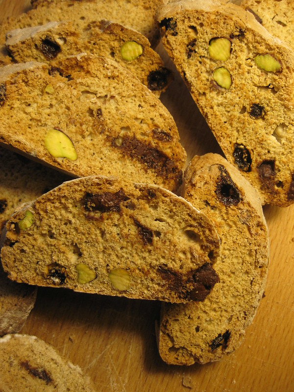 Whole Wheat Biscotti with Chocolate and Pistachios