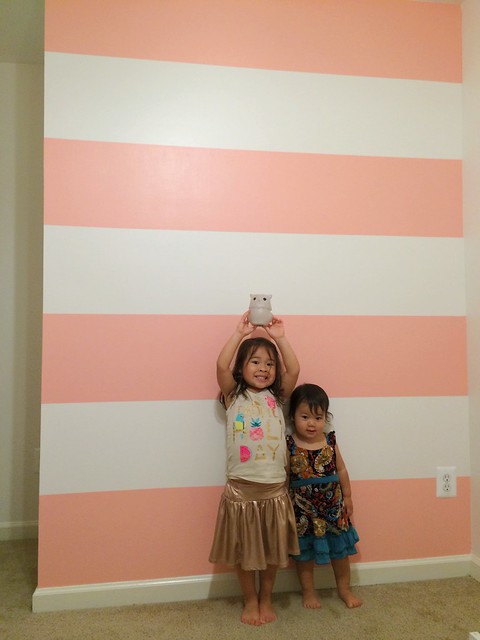 striped accent wall in Mio's room