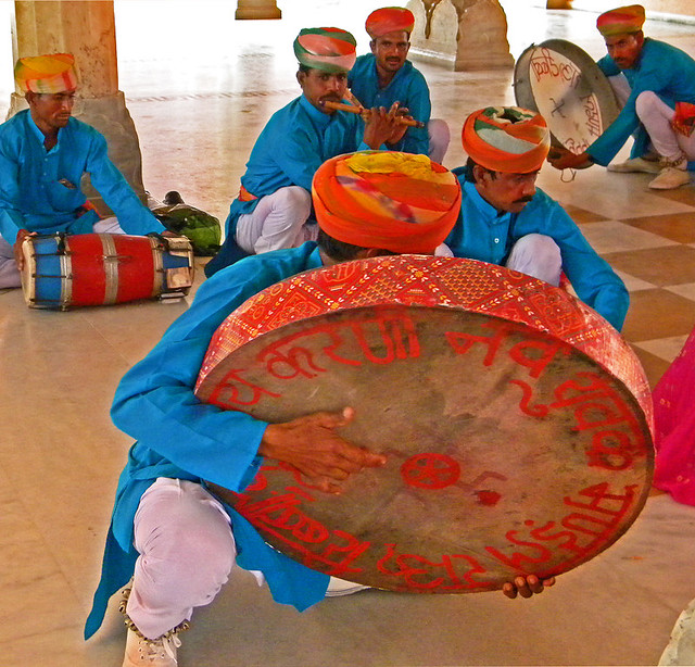 A drummer at the Jaipur Palace in India