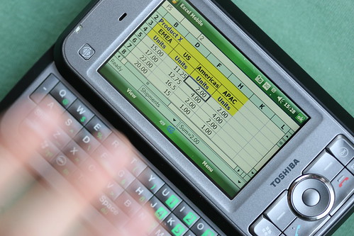 Excel Mobile close-up with stylus