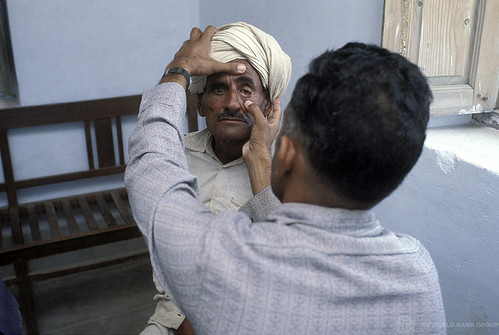 A man receives a medical checkup