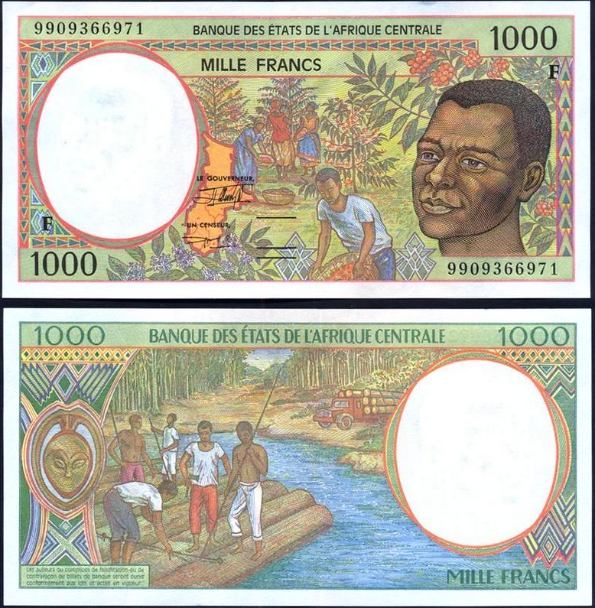 1000 Frankov Stredoafrická Republika 1999, Pick 302F