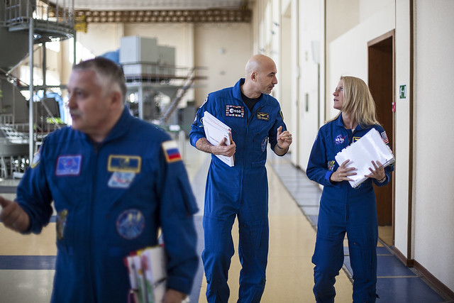 Discussing the final Soyuz exam with Karen