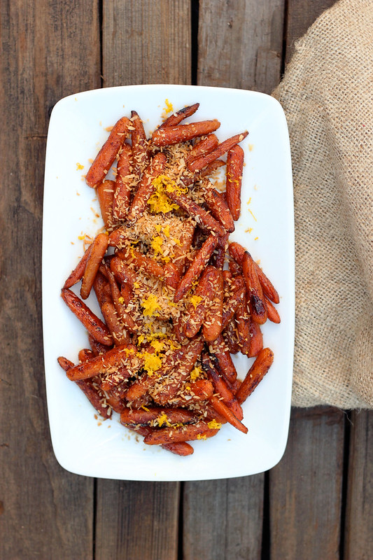 Spiced Maple Roasted Baby Carrots with Toasted Coconut - Gluten-free + Vegan