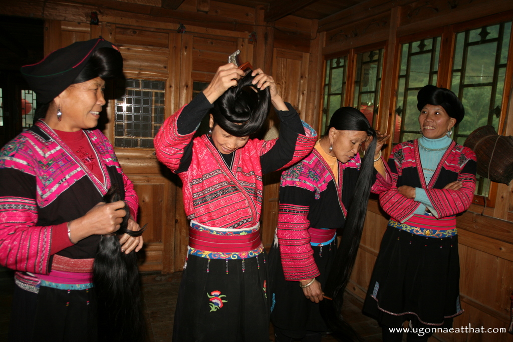 Tradition Of Cutting Women Hair Ones In The Lifetime In Huangluo Village
