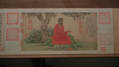 DSCN6209 _ 红衣西域僧图 Red Robed Western Monk, 赵孟頫 Mengfu ZHAO, 1304, 26x52cm, Liaoning Museum, Shenyang, China