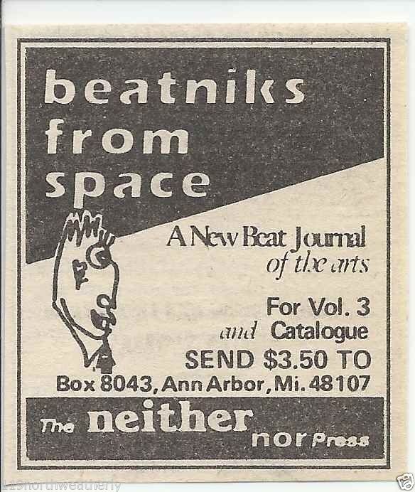 Advertisement for Beatniks from Space, a new Beat Journal of the arts. The neither nor press, Ann Arbor, Michigan. | by Wystan