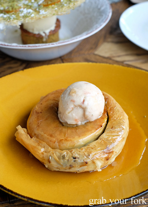 Baklava with quince ice cream at Barzaari Cypriot and Greek restaurant in Marrickville