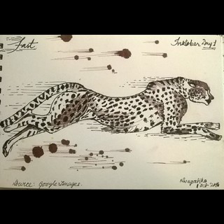 #inktober #inktober2016 day 1 #fast #cheetah #sketch #ink #sketchbook #animalsketch
