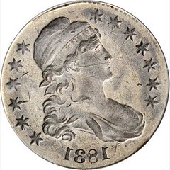 1831 Capped Bust Half Dollar obverse brockage