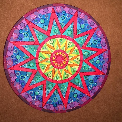 The latest Mandala painting, fully glittered. Now I just have to decide if it's really "done", or just done because I'm sick of working on it! 😝
