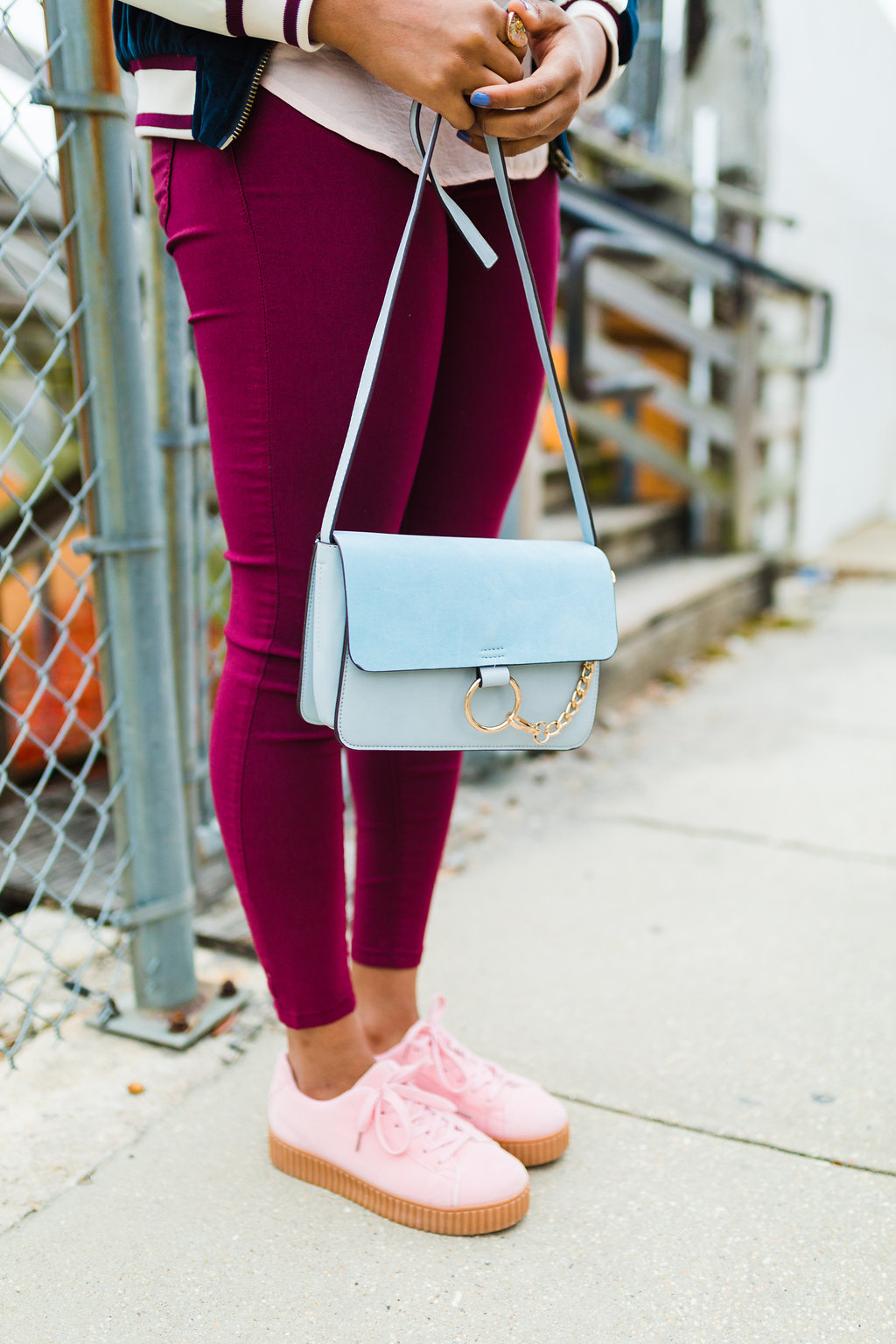 blue chloe inspired faye handbag