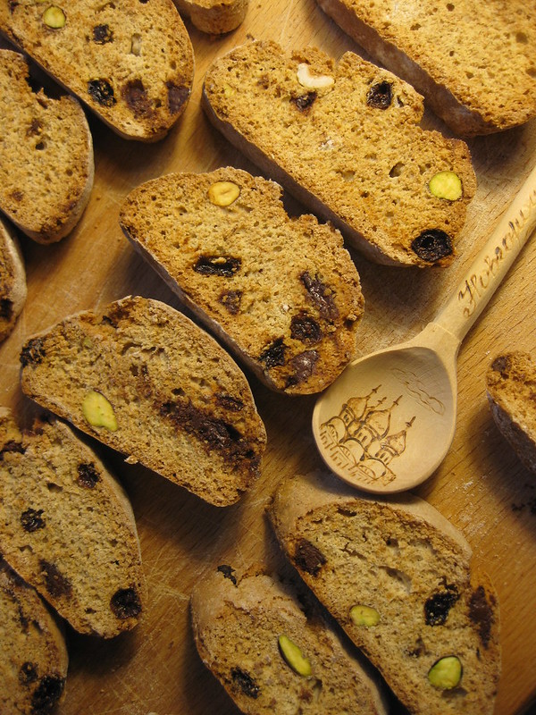 Whole Wheat Biscotti with Chocolate and Pistachios