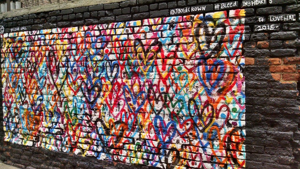 #bleedinghearts street art in Freemans alley in Manhattan New York