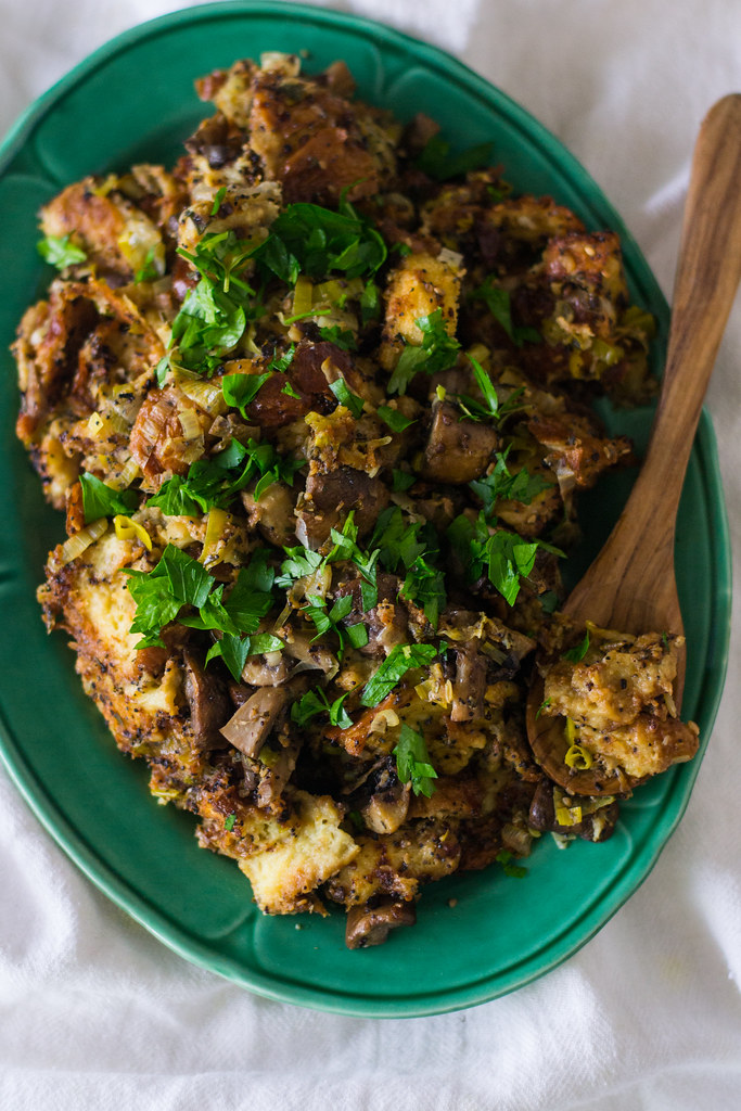 Everything Spiced Challah and Mushroom Stuffing