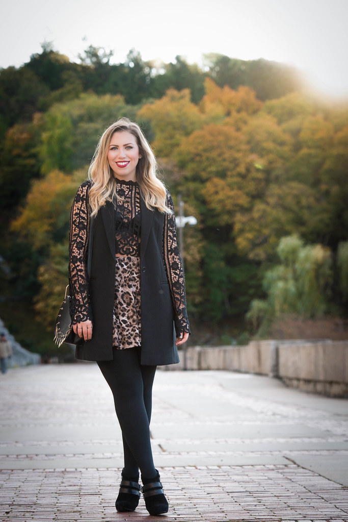 Black Long Sleeve Lace Tobi Crop Top Leopard Skirt Fall Foliage Living After Midnite by Jackie Giardina