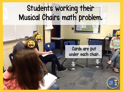 Musical Chairs with Task Cards, movement in math, math games, task cards