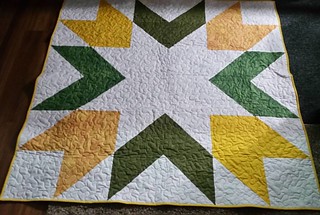 Another finished quilt tonight. Giant Starburst in Green Bay Or BHSU green and yellow.