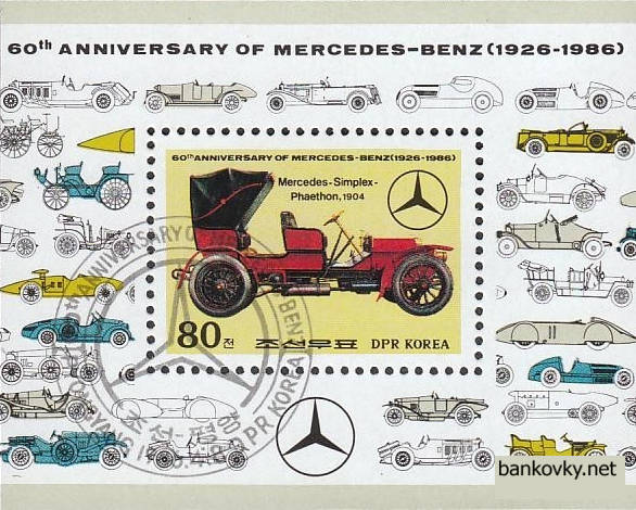 ZnÃ¡mky SevernÃ¡ KÃ³rea 1986 MercedesBenz, razÃ-tkovanÃ½ hÃ¡rok