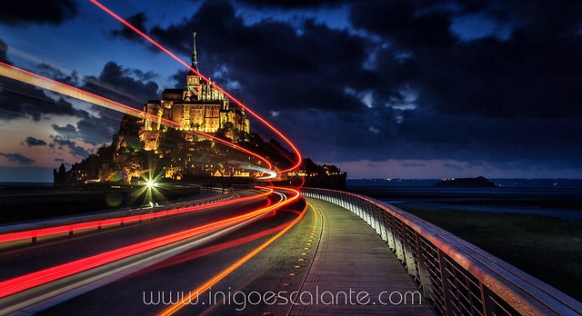 Mont Saint Michel at night