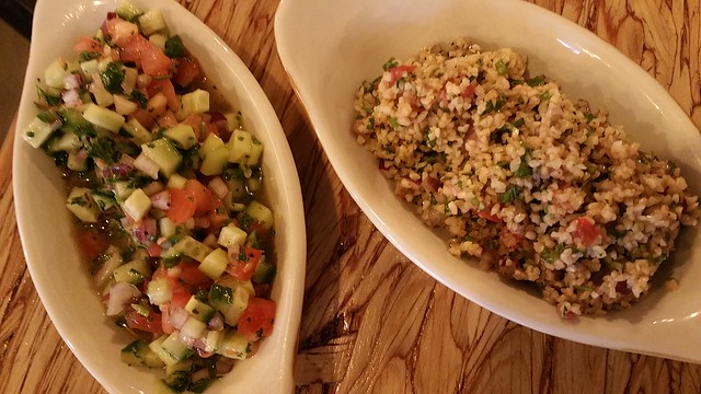 2016-Oct-21 Salchicha Meat Bar - Arabic Salad (left), Tabbouleh (right)