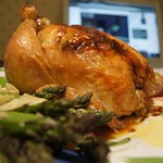 Roasted Chicken with lemon and shallot asparagus