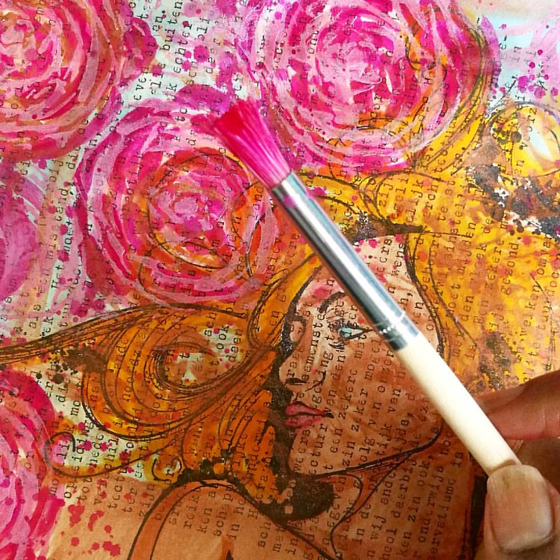 I think noodler's qin shi huang has permanently stained my brush, but I ain't mad, it looks so pretty and gave amazing results! #mixedmediaart #mixedmedia #noodlers #gouletpens #inksampler #inkygoodness #artjournal #stencilgirl #carabelle