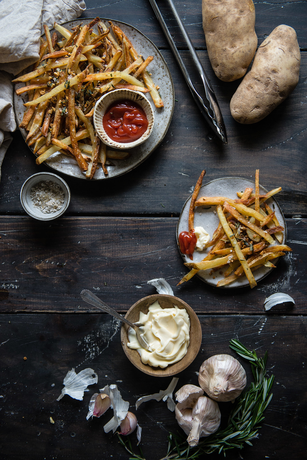 crispiest oven fries, with rosemary & garlic | two red bowls