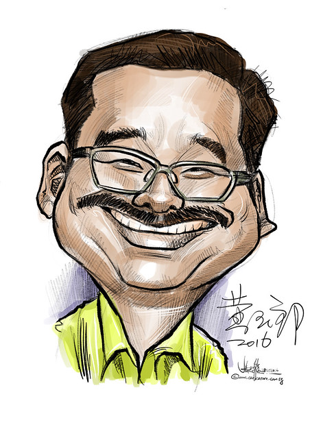 Digital caricature sketch of 黃玉郎 on iPad Pro + Apple Pencil in Procreate.