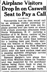 Airplane Visitors, The Bee (Danville, Virginia), Thursday, 17 May 1928