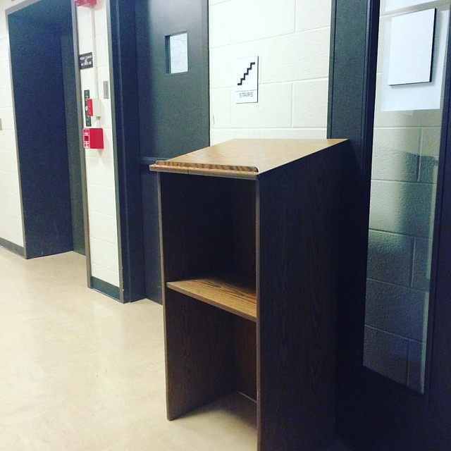 Later today, our speaker will be lecturing to a cinder block wall. #lectern #work #iubloomington #hermanbwellslibrary #wellslibrary #iu #indianauniversity #whatisthisijustdonteven