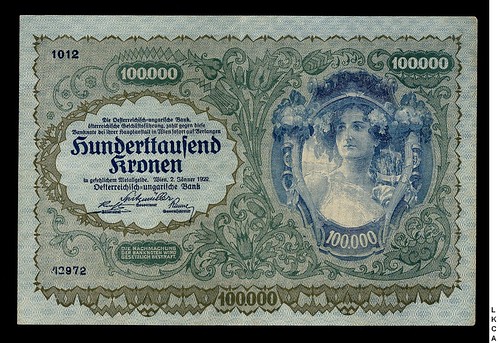 Austria 81 100,000 Kronen 2.1.1922 banknote