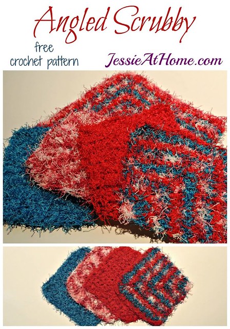 Angled Scrubby washcloth in 2 sizes - free crochet pattern by Jessie At Home