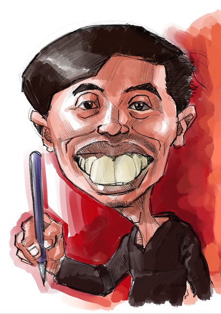 Digital caricature of William Ng on iPad Pro + Apple Pencil in Procreate