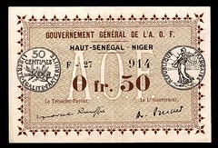 Lot 4391 Upper Senegal & Niger 1a .50 Franc
