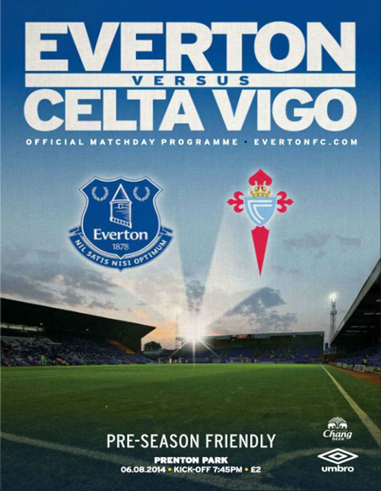 Match programme - Everton v Celta Vigo - Wednesday 6th August 2014 - Prenton Park