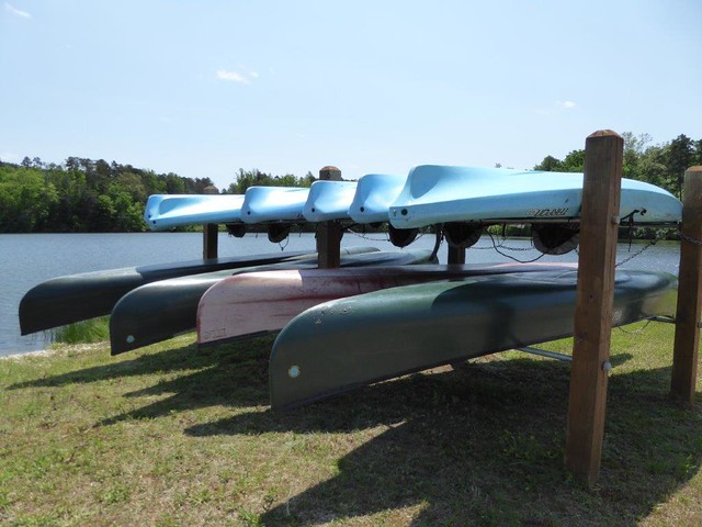 Kayaks waiting for you at Holliday Lake State Park, Virginia