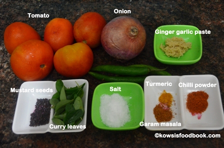 Ingredients for tomato rice