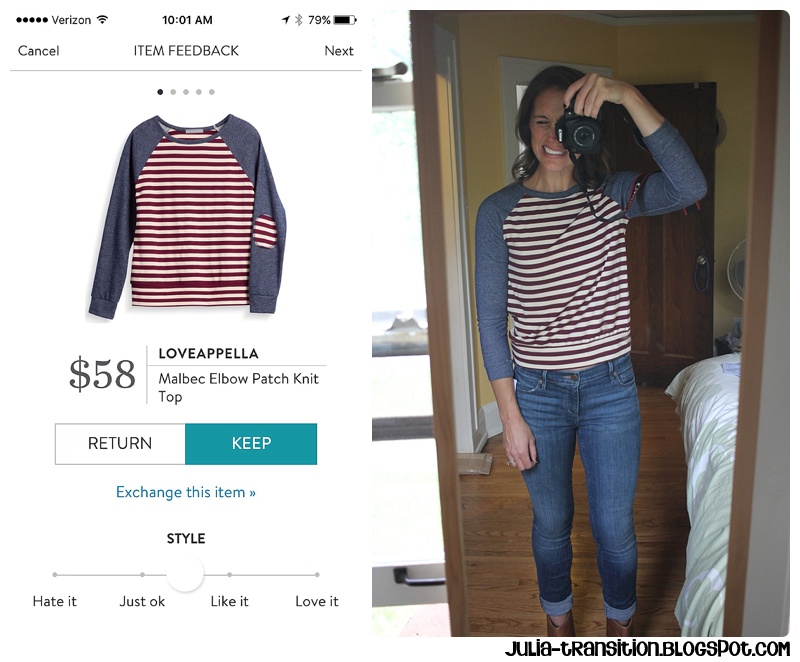 Loveappella Malbec Elbow Patch Knit Top | $58