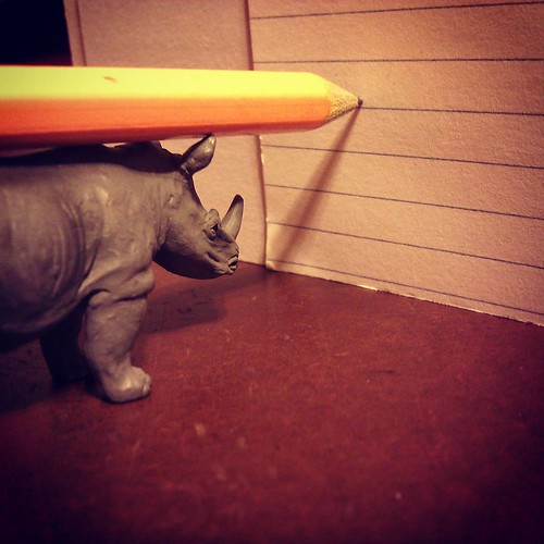 Rhino Every Day #nanowrimo #nanorhino #plotting #pencil #notecard #toy #clickthing