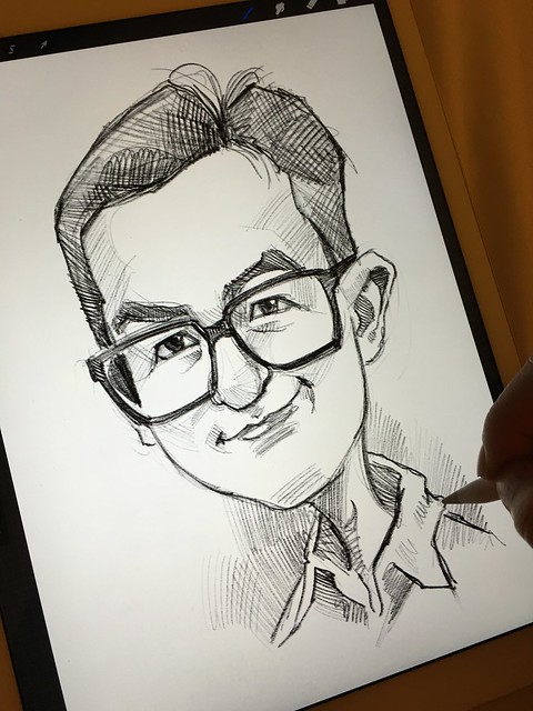 Digital caricature sketch of 馬榮成 on iPad Pro + Apple Pencil in Procreate