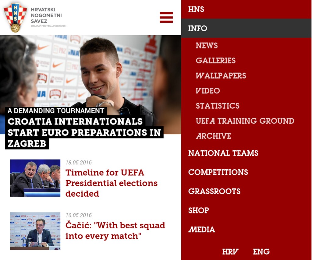 Web móvil de la selección croata