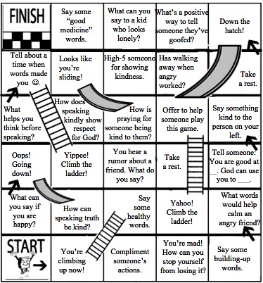 Chutes-and-Ladders game board