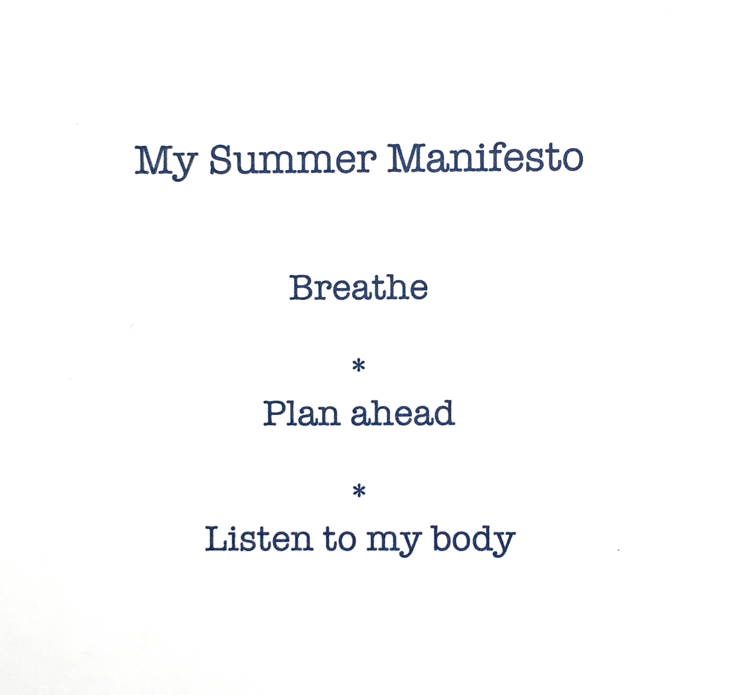 Summer Manifesto