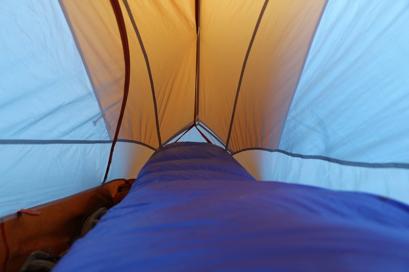 My new Western Mountaineering Ultralight Sleeping bag inside my new Big Agnes Copper Spur UL1 tent