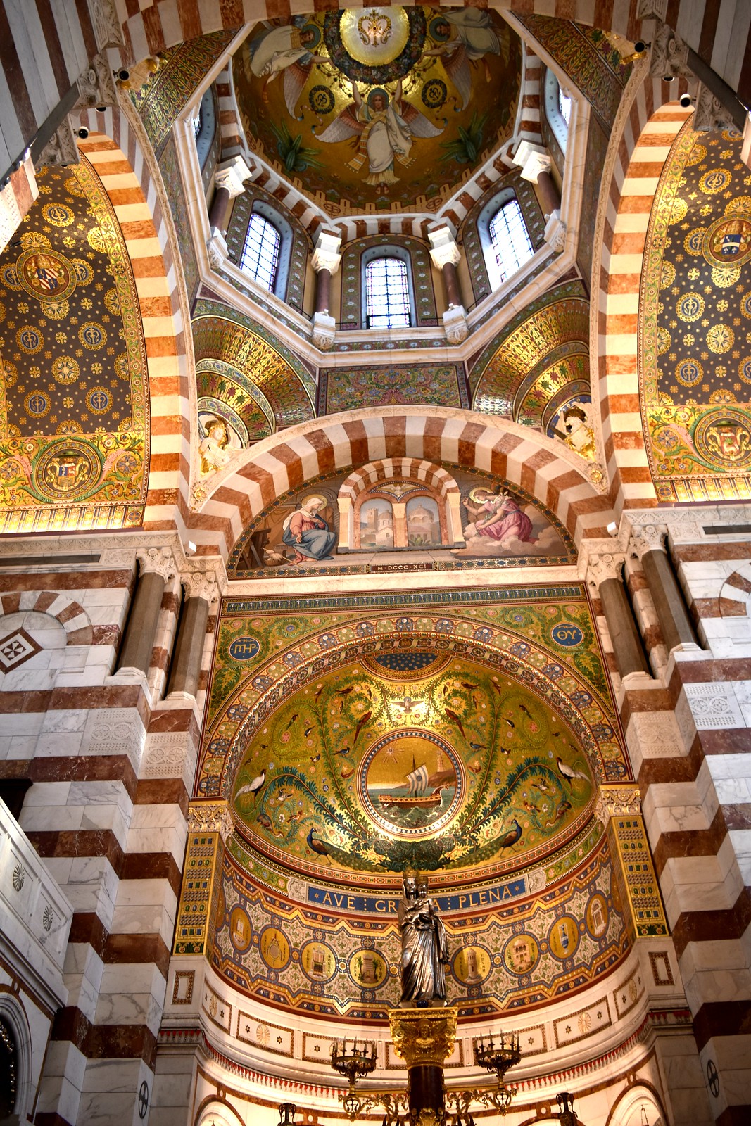 Neo-Byzantine Notre Dame de la Garde - marble, stripes, gold