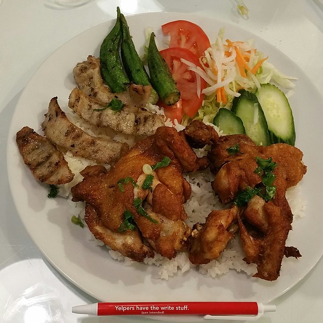 Basil Garden Pho - Lemongrass Chicken and Grilled Pork Jowl on Rice